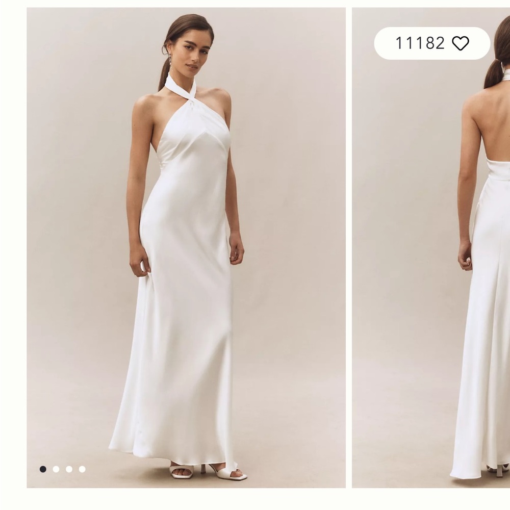 BHLDN SELMA HALTER-NECK HIGH-SHINE SATIN MAXI DRESS